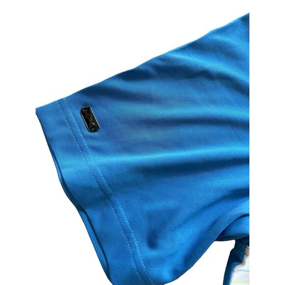 Greg Norman Golf Shirt Play Dry Performance Sz S Blue white Stripes NWT $75 - Picture 3 of 11